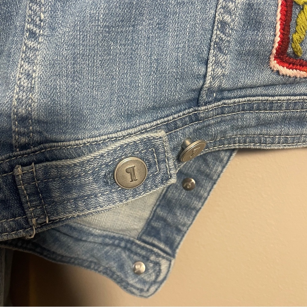 Anthropologie Pilcro & the letterpress embroidered Jean denim jacket floral sun - Picture 7 of 12